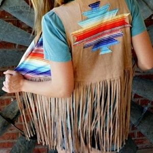 Crazy Train Aztec fringe vest